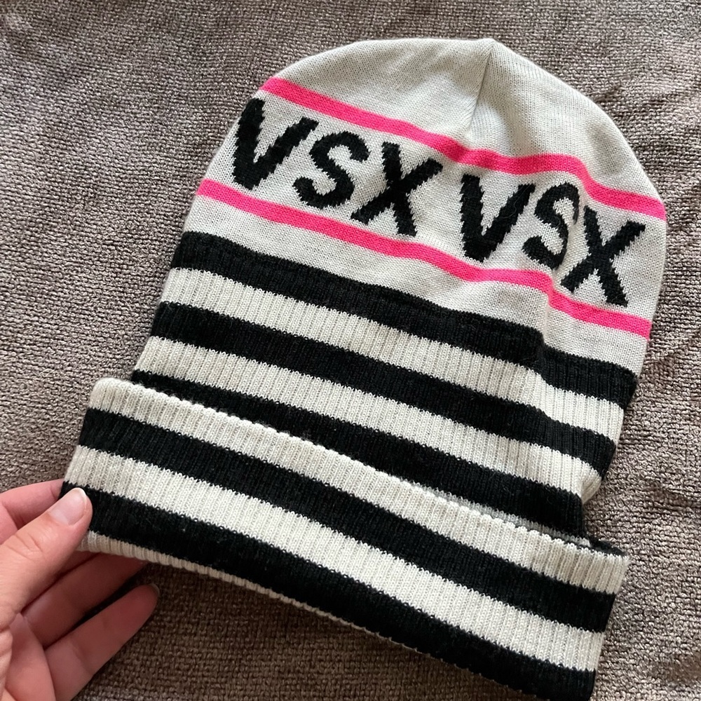 NWOT Victoria’s Secret Sport Striped Hat- one size fits all